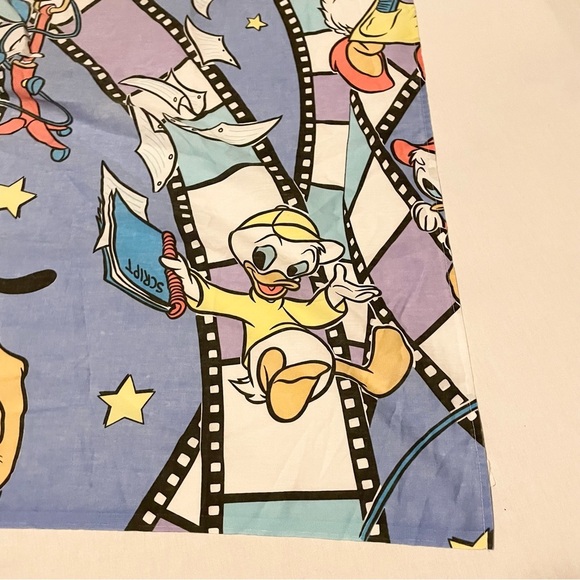 Vintage Mickey Mouse and Friends Twin Flat Sheet Hollywood Film Goofy Minnie - Picture 5 of 16
